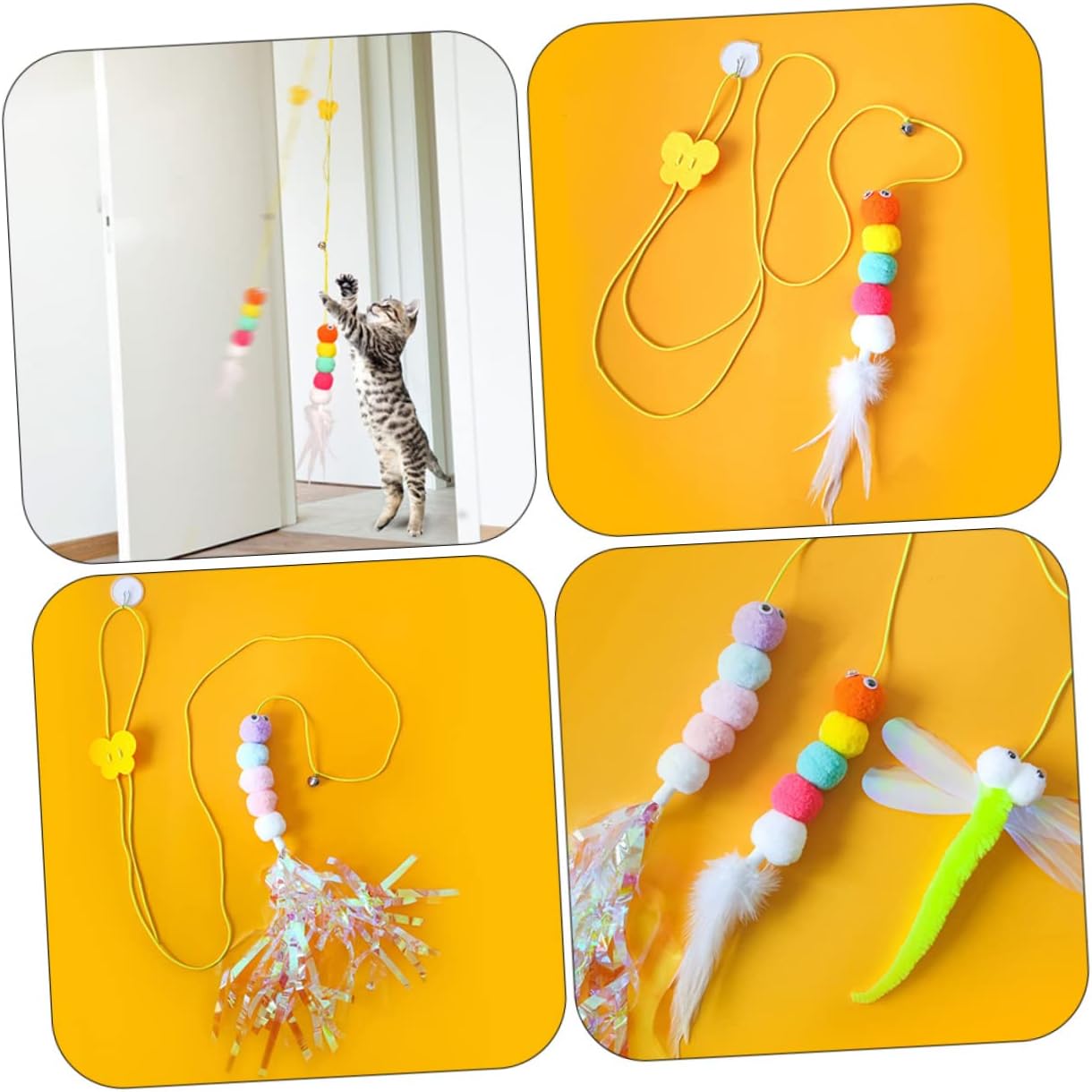 Feather Bell Cat Teaser Toy — soft fabric teaser with bell for playful cats