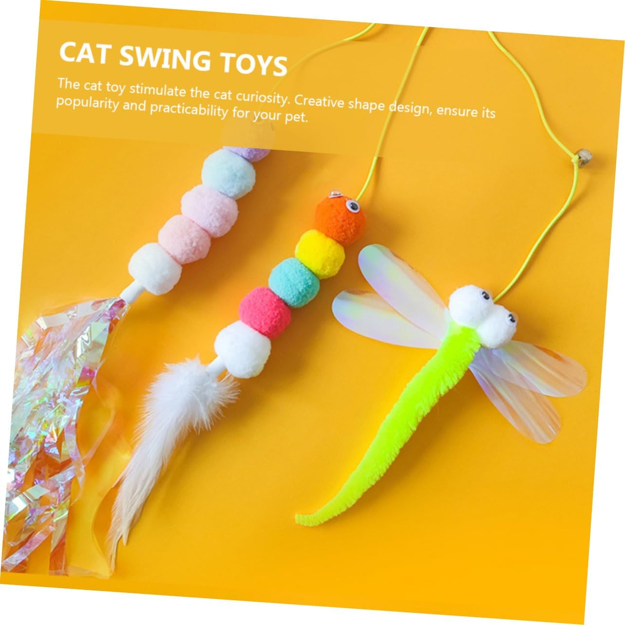 Feather Bell Cat Teaser Toy — soft fabric teaser with bell for playful cats