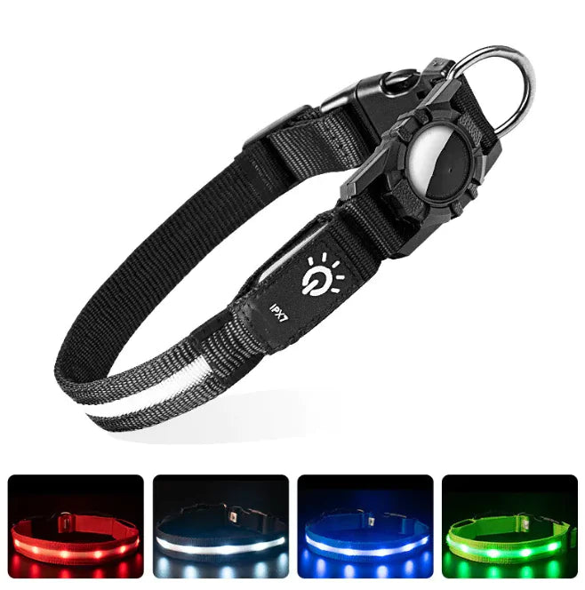 Luminous Collar — glow-in-the-dark collar with AirTag mount