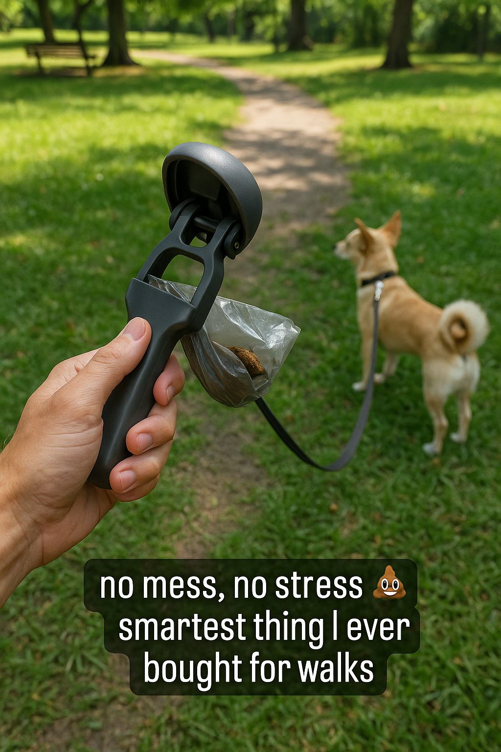 Dog pooper scooper tool with waste bag — cleanup accessory for pets