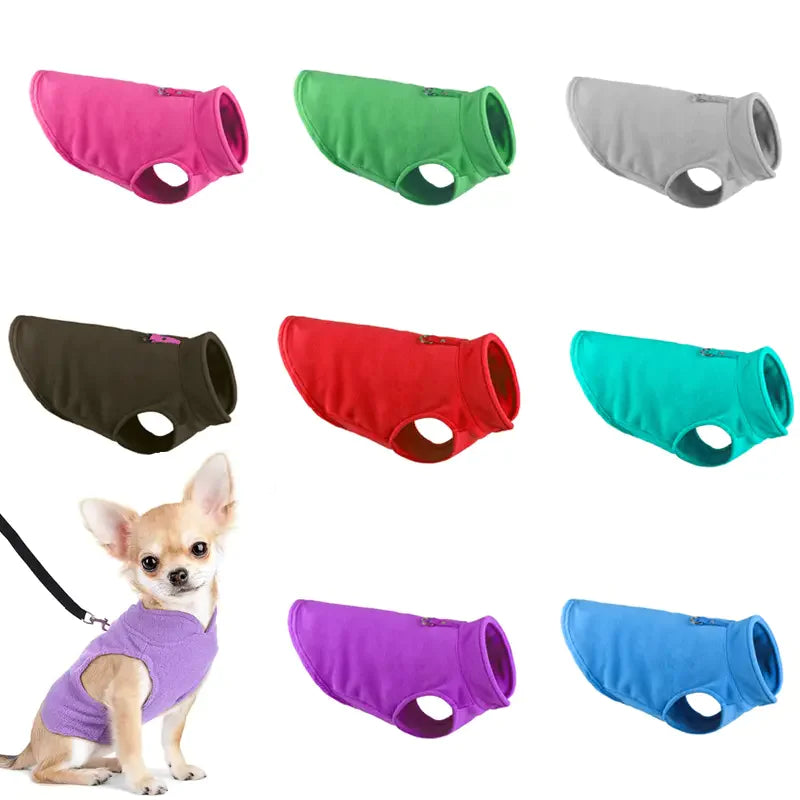 Fleece Dog Clothes — thick warm design with strap fit