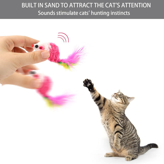 2-inch feather tail mouse — bite-sized toy for active cats