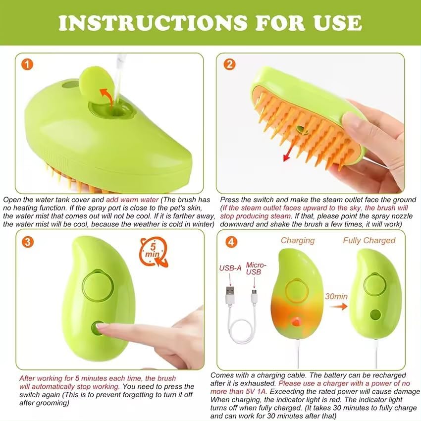 Purr Steam Groomer — gentle heated brush for cats and dogs