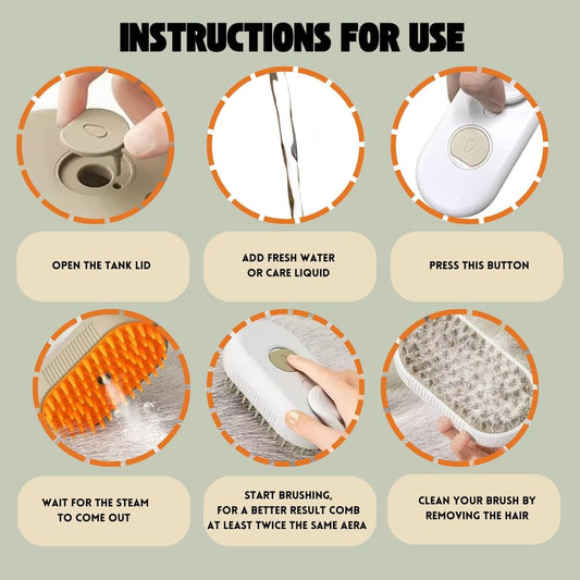 Steam Brush — warm steam cleaning brush for pet fur