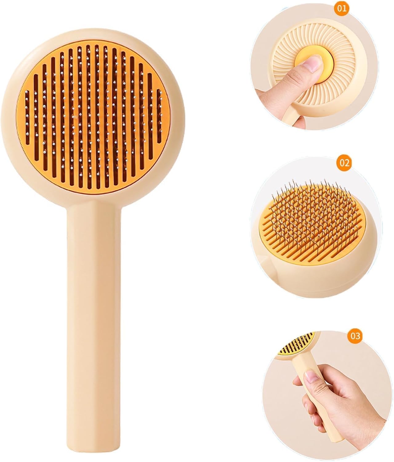 Grooming Brush — dual-function pet brush with non-slip grip
