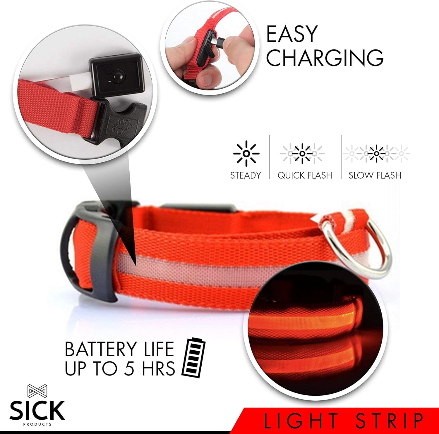 LED Dog Collar — rechargeable glowing collar for dogs