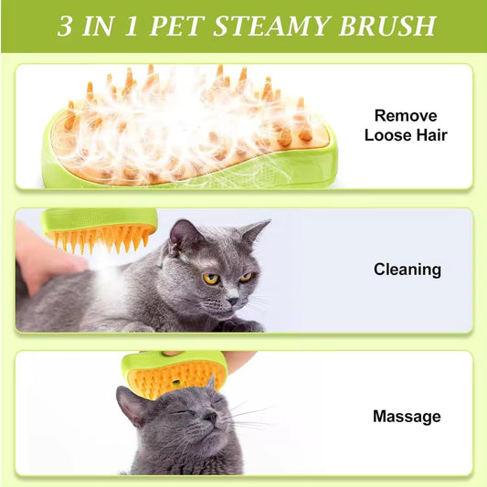 Purr Steam Groomer — gentle heated brush for cats and dogs