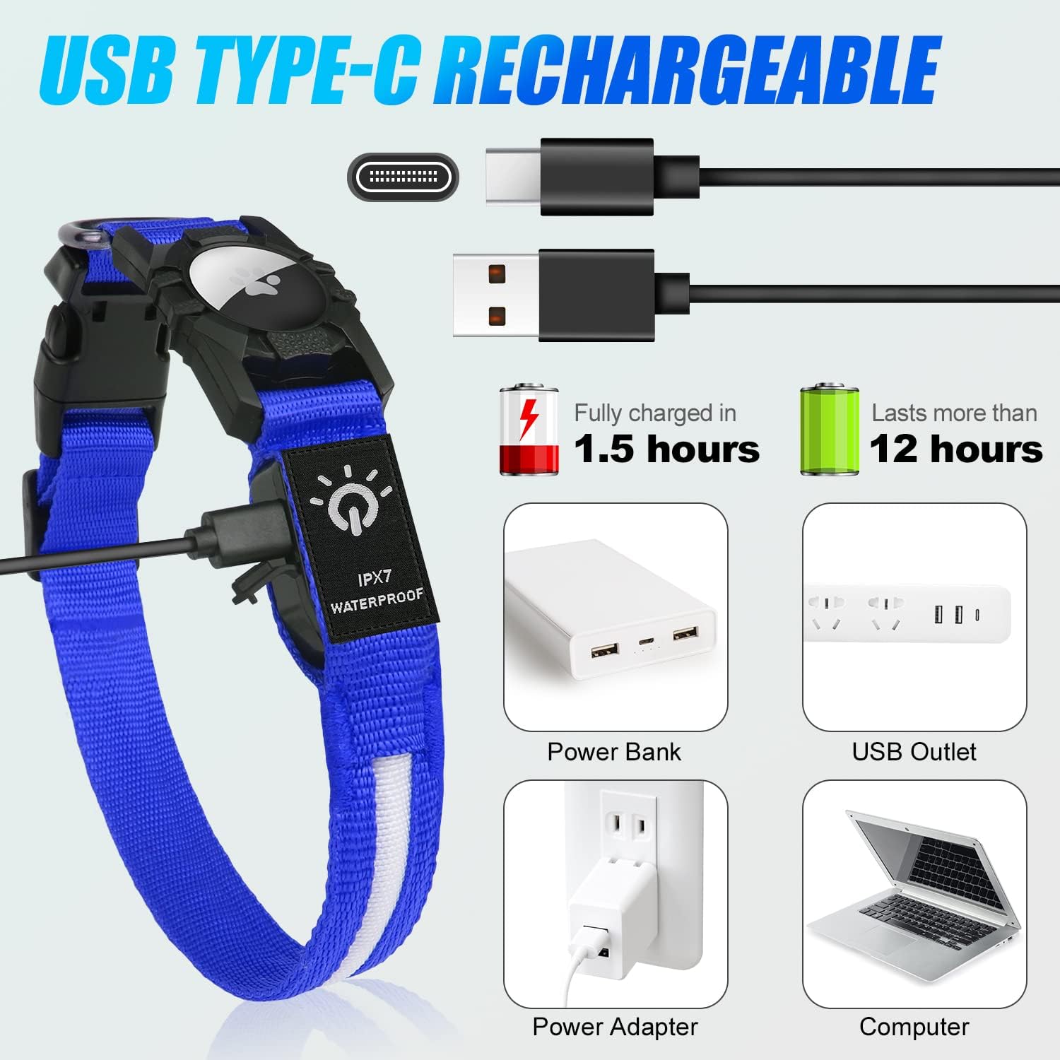 Luminous Collar — glow-in-the-dark collar with AirTag mount