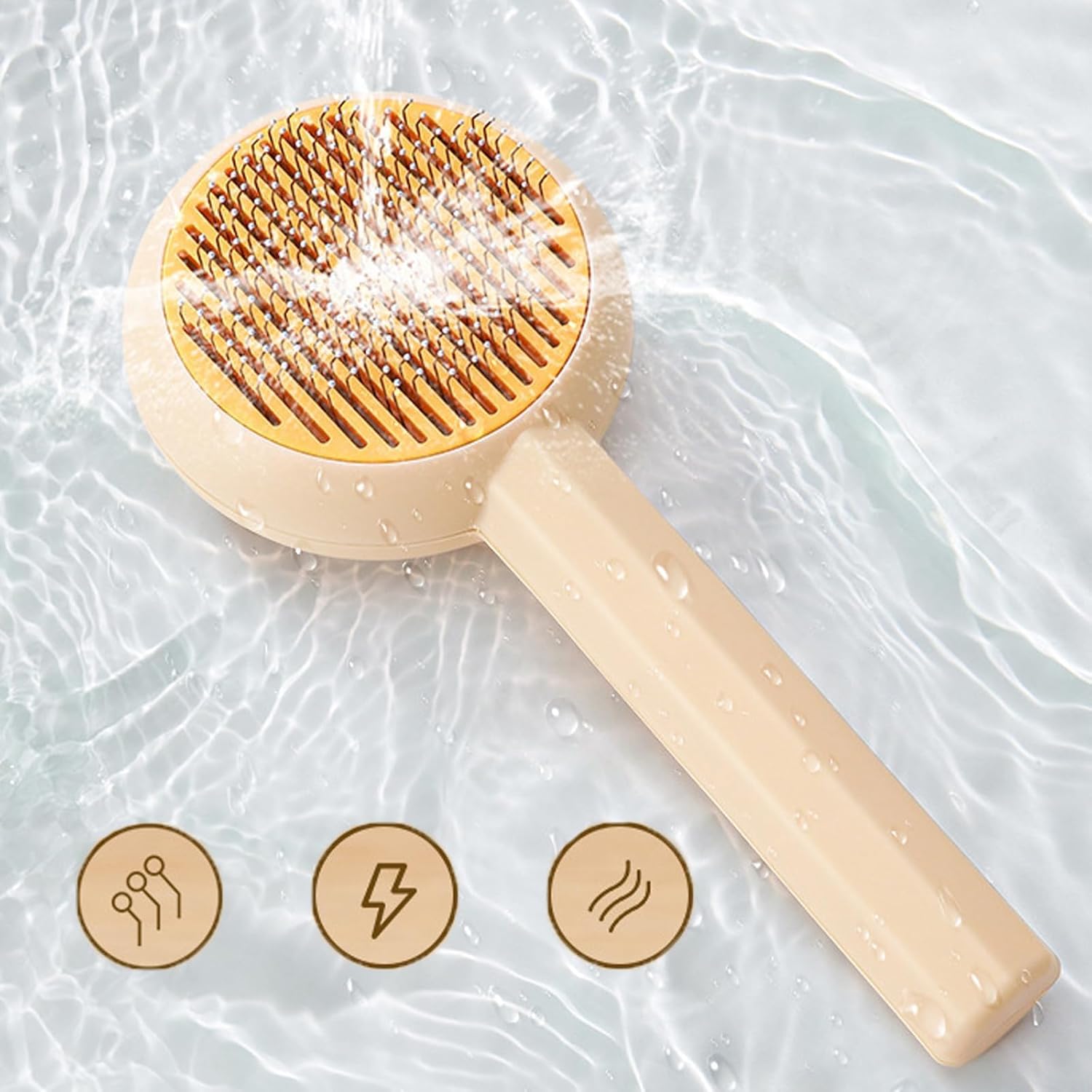 Grooming Brush — dual-function pet brush with non-slip grip