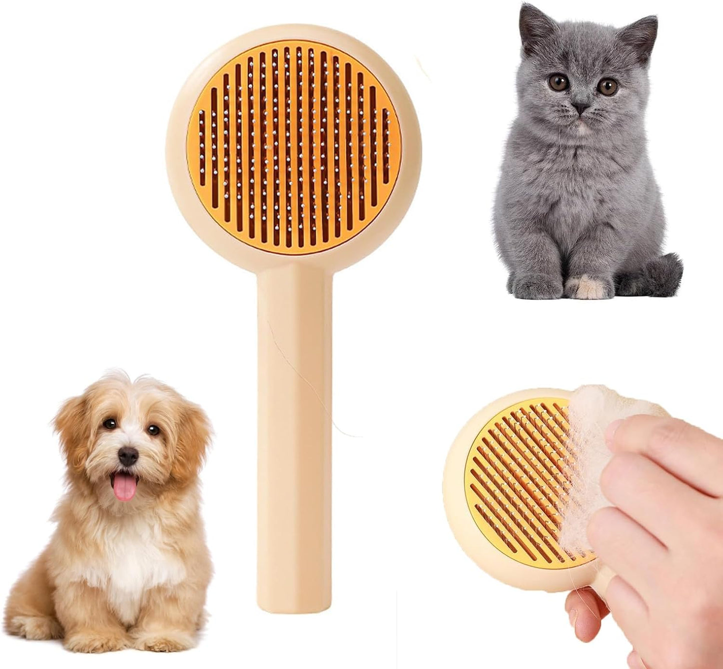 Grooming Brush — dual-function pet brush with non-slip grip