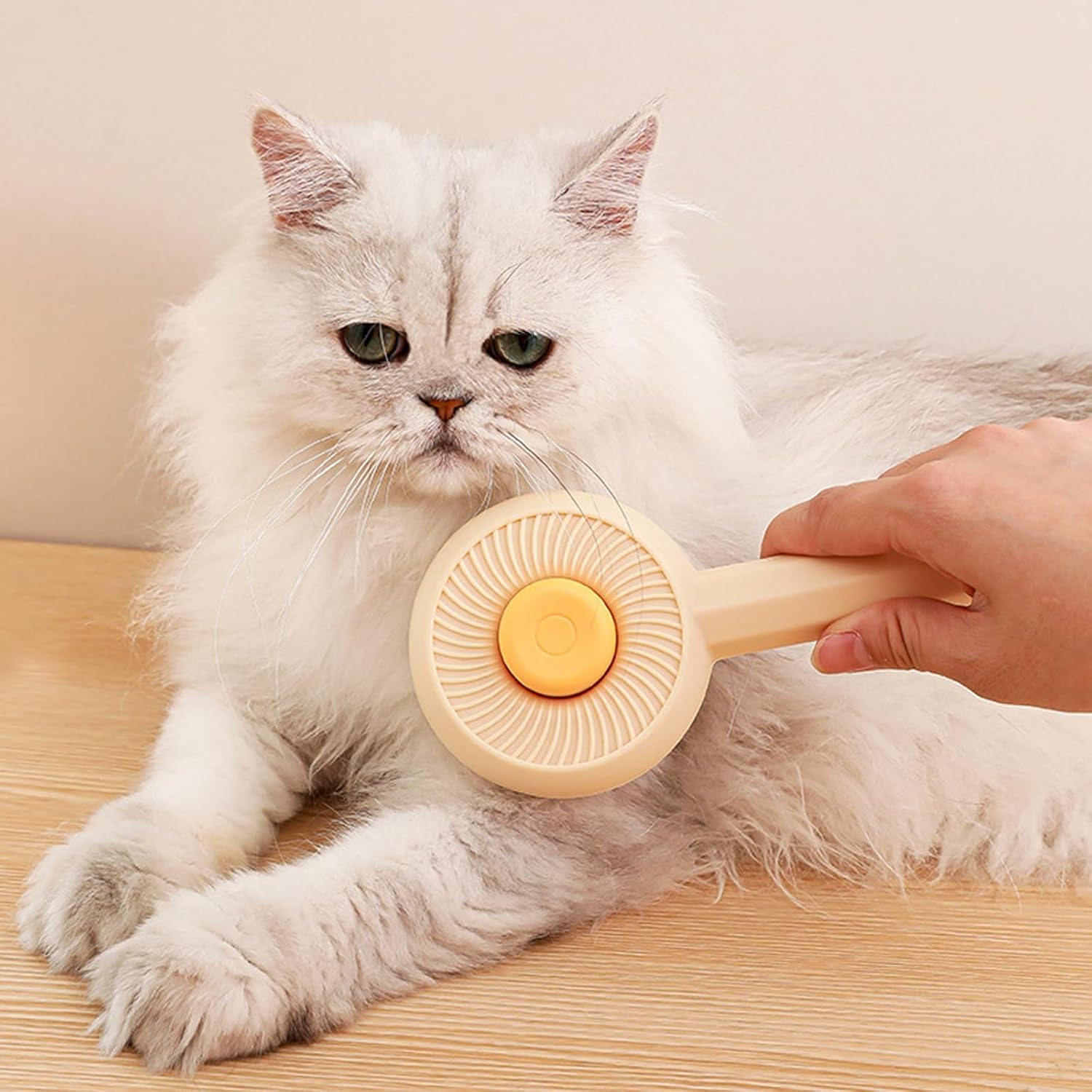 Grooming Brush — dual-function pet brush with non-slip grip