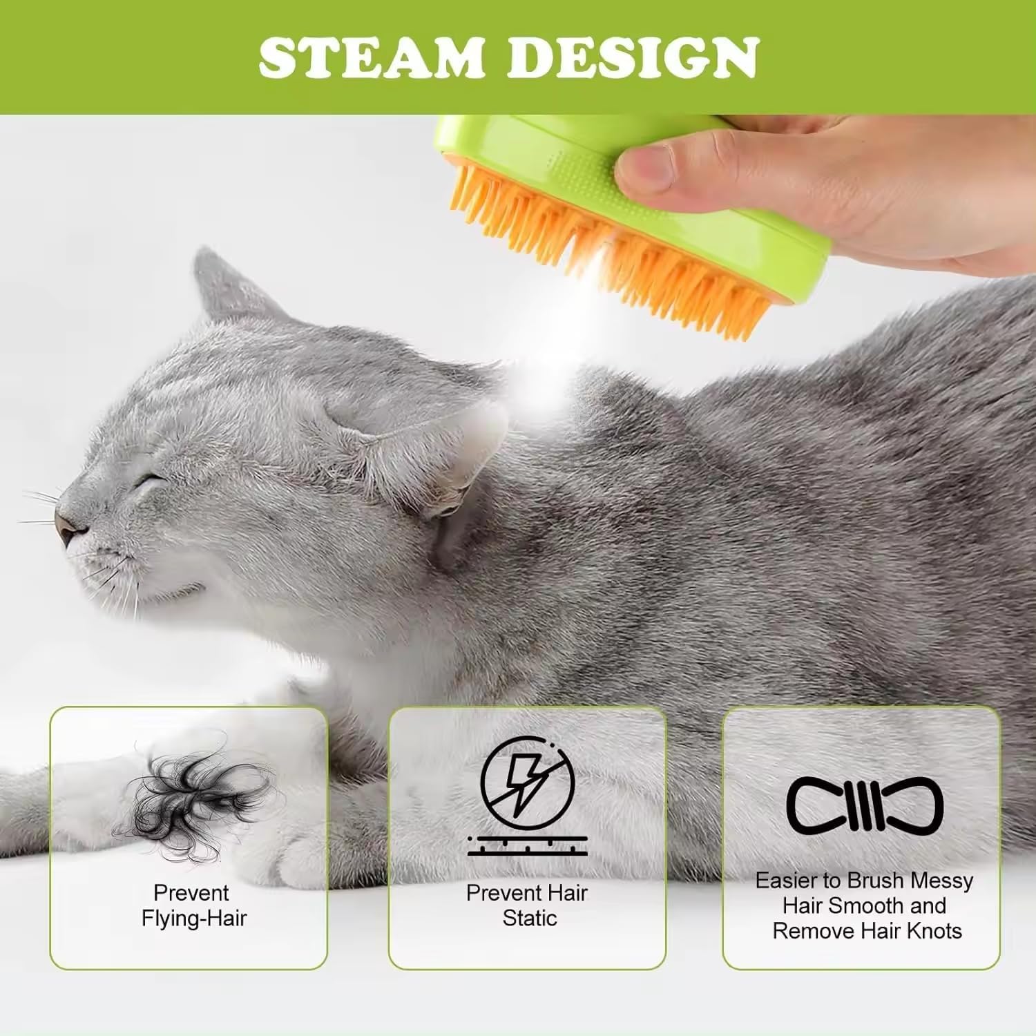Purr Steam Groomer — gentle heated brush for cats and dogs