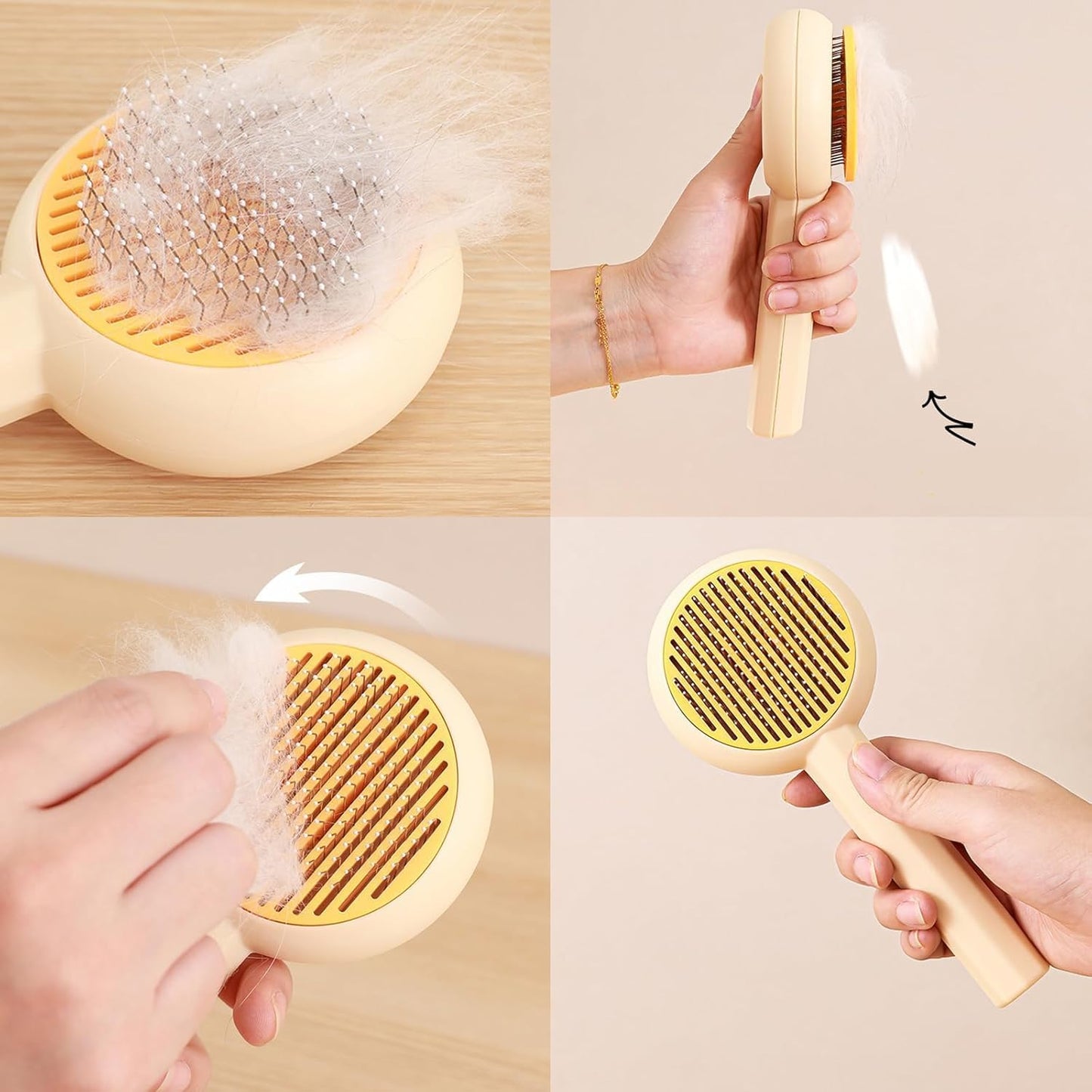 Grooming Brush — dual-function pet brush with non-slip grip