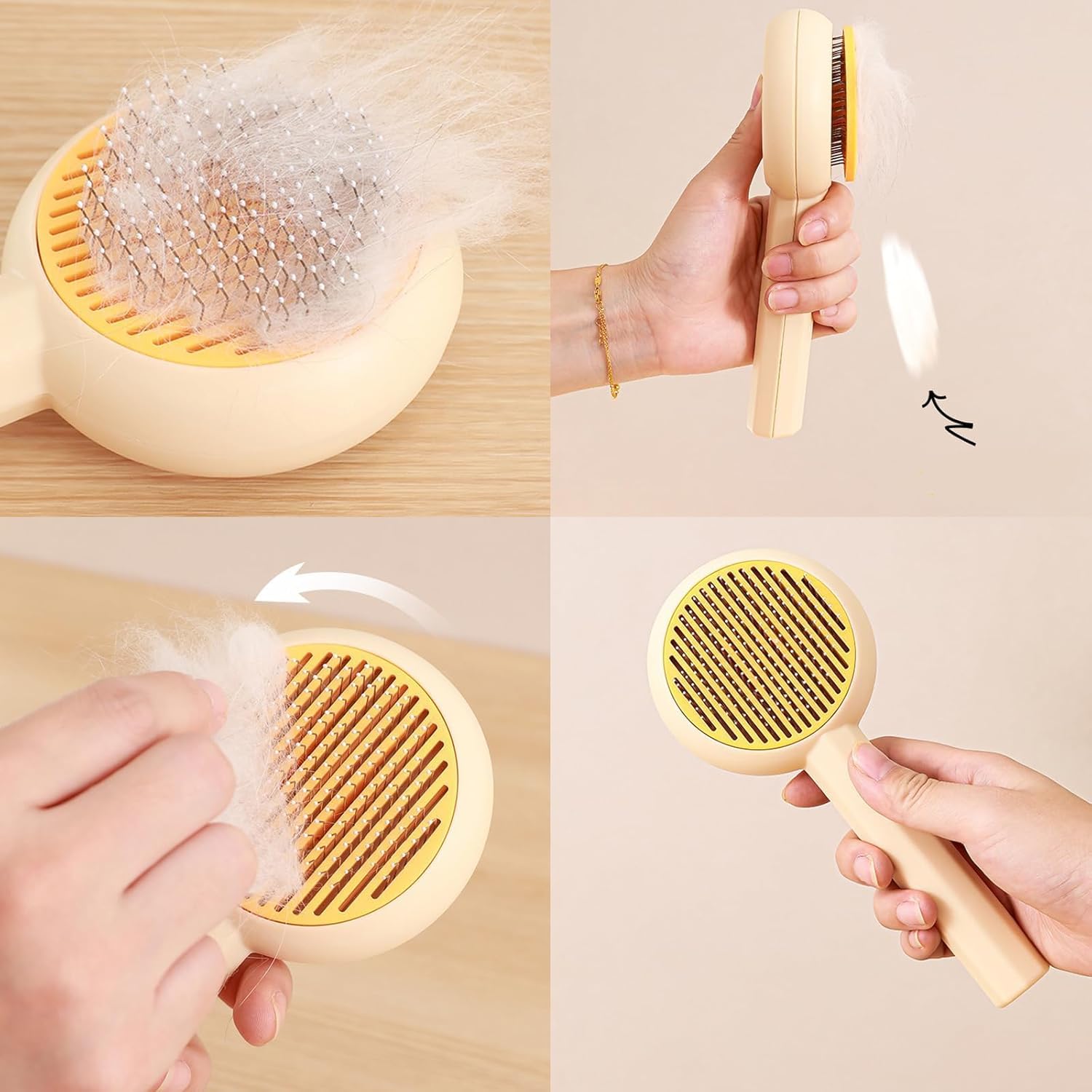 Grooming Brush — dual-function pet brush with non-slip grip