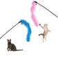 Turkey feather teaser wand — fun play wand for cats with bell
